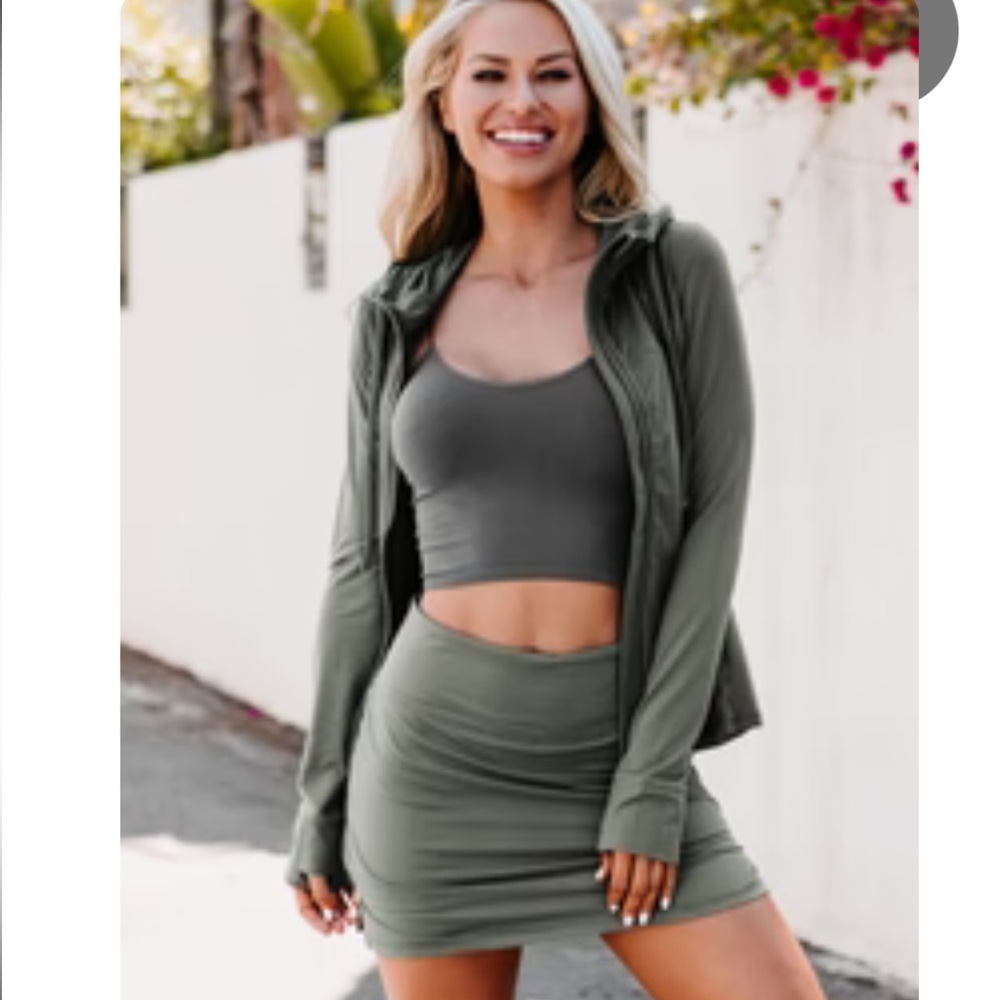 Rae Mode Matching Green Athletic Jacket & Skort Set Size Small